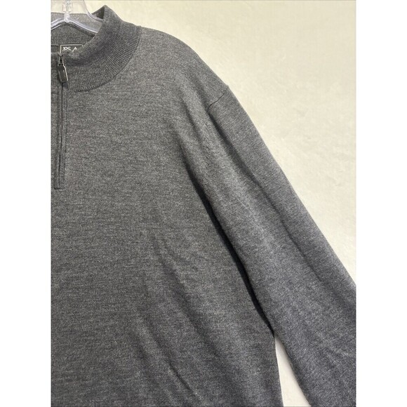 Jos A Bank Traveler 1/4 Zip Long Sleeve Sweater Men's Size 2XLT Merino Wool Grey - Picture 6 of 13
